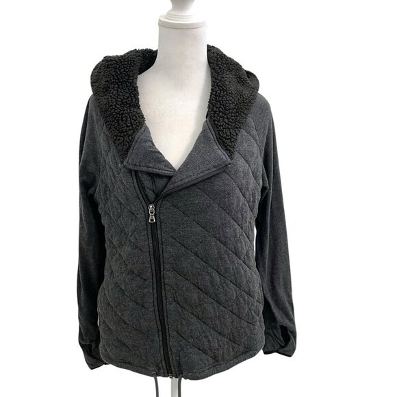 UGG Quilted Full Zip Hoodie Sweatshirt Jacket Thumbholes Cozy Gray size Small - Picture 1 of 11
